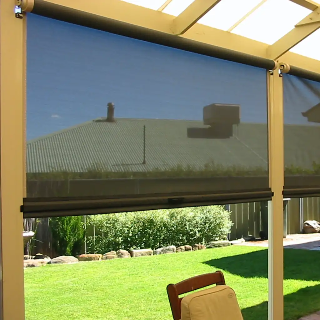 Exterior roller blind on a patio installed by Perfection Blinds in El Paso